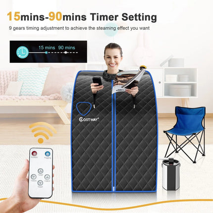 3L Portable Steam Sauna with 9-Level Temperature and Folding Chair