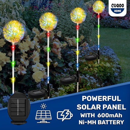 CUQOO Solar Garden Lights – 4 Pack Colour-Changin