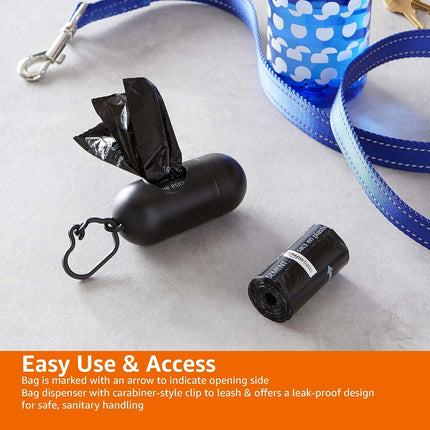 Dog Poop/Waste Bags with Dispenser and Leash Clip, Unscented, 300 Bags (20 Packs