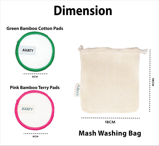 AXATY 3-Layers Reusable Makeup Remover Pads - Organic Bamboo Cotton Pads with Dr