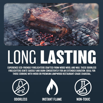 400PC ECO FRIENDLY WOOD WOOL FIRELIGHTERS NATURAL FLAME FIRE STARTERS ODOURLESS