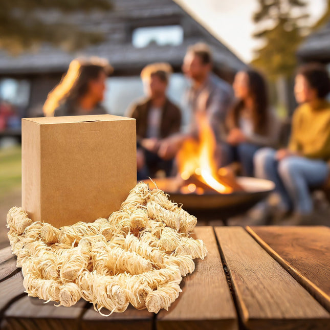 400PC ECO FRIENDLY WOOD WOOL FIRELIGHTERS NATURAL FLAME FIRE STARTERS ODOURLESS