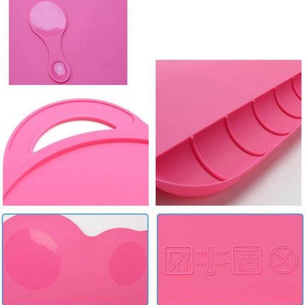 New FDA Approved Kids Baby Bowl Room Table Mat Silicone Placemat Heart Spoon