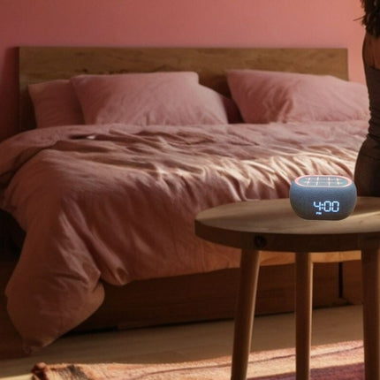 Music Clock Bar Bedside Alarm Clock 7 Night Light Bluetooth Speaker White Noise