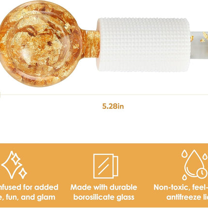 Ice Globes for Facial, Cooling Globes Set for Eye & Neck, Cold Glass Ice Roller Ball, Cryo Sticks Face Globes, Tighten Skin, Reduce Puffiness and Dark Circles, Enhance Circulation, Gold