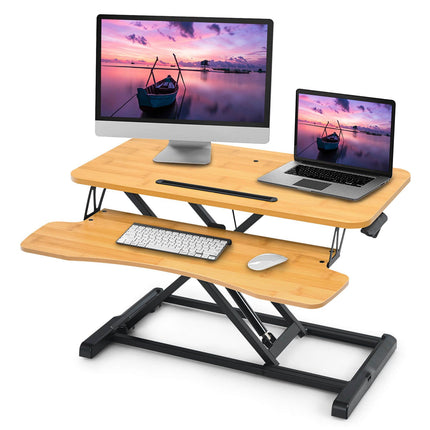 Height-Adjustable Ergonomic Sit-Stand Desk with Metal Frame and Clamping Plates