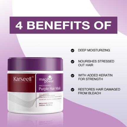 Purple Hair Mask 500Ml Neutralizes Yellow Tones Deep Nourish Brighten Hair for Light Blonde, Platinum, White or Grey Hair