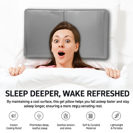 Self Cooling Gel Pillow Natural Comfortable Sleep Head Support Soft Chilled Pad