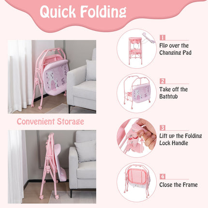 2-In-1 Baby Change Table with Bathtub and Folding Changing Station