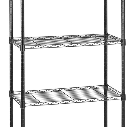 5-Shelf Medium Storage Unit on 4-Inch Casters with Height Adjustable Shelves and Levelling Feet - 680Kg Max Weight, Black, 76.2 Cm D X 35.6 Cm W X 164.5 Cm H