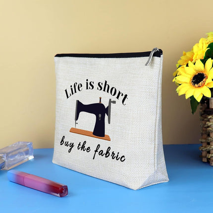 Sewing Gift for Women Makeup Bag Quilter Seamstress Gifts Funny Quilting Sewing Lovers Gift for Women Cosmetic Bag Christmas Birthday Gifts for Seamstresses Quilters Mom Grandma Friend