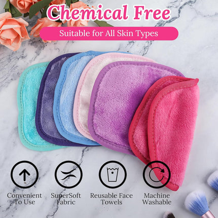 Reusable Makeup Remover Cloths Soft Microfiber Face Cleansing Cloth Fast Drying Washclothface Towel for Sensitive Skin Daily Travel Eye Skincare(6 Colors)