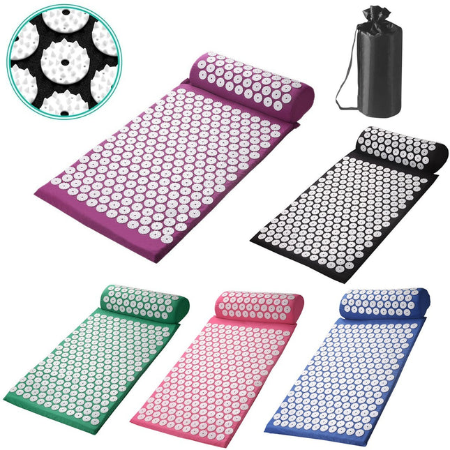 Acupressure Mat with Pillow Acupuncture Pin Massage Set Neck Pain Relief