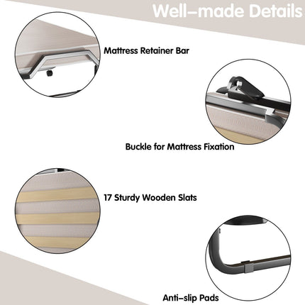 Folding Bed with 10 Cm Memory Foam Mattress and Wheels