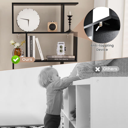 Industrial S-Shaped 5-Tier Bookcase with Cabinet