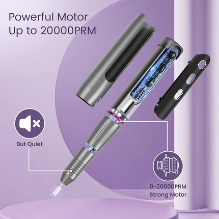 Electric Nail Files, Cordless Nail Drill Rechargeable, 5 Adjustable Speed E File, Professional Electric Nail Drill for Acrylic Nails with 20000 RPM, Portable Manicure Pedicure Kit Gifts for Women Mum