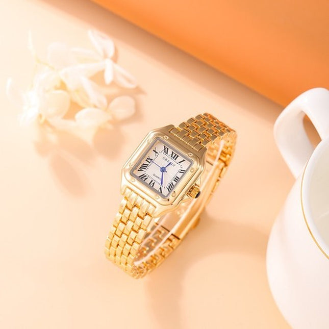 Ladies Grealy Luxury Quartz Watch Gold Stainless Steel Elegant Wristwatch Boxed