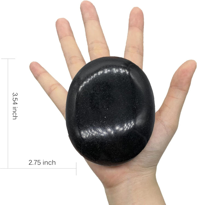 4 Large Hot Stones, Hot Basalt Stone Big Rock Massage Stones Set (2.75*3.15In), Hot Stones for Massage Therapy for Professional or Home Spa, Relaxing, Healing, Pain Relief, Use in Palm, Soles or Back