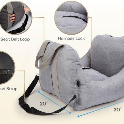 Dog Car Seat, Puppy Booster Seat, Travel Carrier Bed for Small and Medium Pets