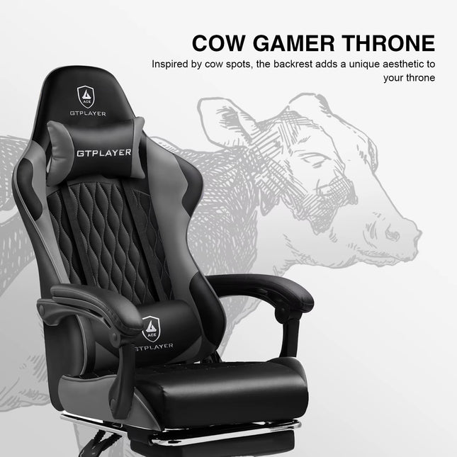 Gaming Chair, Ergonomic Computer Chair with Footrest, Headrest and Lumbar Support Height Adjustable Gaming Chair 360° S