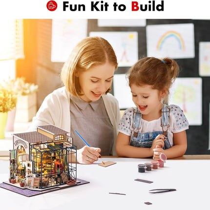 Mini House DIY Dollhouse Kit with Furnitures Accessories 1:24 Scale Craft Kit Emily'S Flower Shop