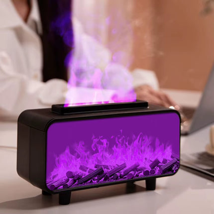 7 Colors Fire Aroma Diffuser Humidifier Mute Work for Home Office Yoga (Black)