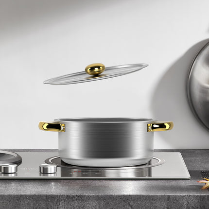 10Pc INDUCTION PAN SET GLASS LIDS STAINLESS STEEL KITCHEN COOKWARE POT