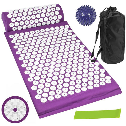 Acupressure Mat with Pillow & Ball Acupuncture Pin Massage Set Neck Pain Relief