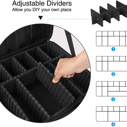 Makeup Bag Cosmetic Case Portable Travel Makeup Train Case Beauty Box Waterproof Makeup Organiser Cosmetic Artist Storage Bag for Women with Removable Compartment