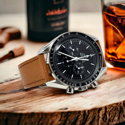 20Mm Brown Tan Epsom Leather Grained Calfskin Elegant Vintage Watch Strap Band