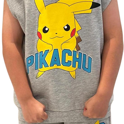 Boys Pickachu Hooded Muscle T- Shirt and Shorts Clothing Set- Little and Big Boys Sizes 4-20