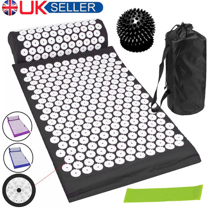 Acupressure Mat with Pillow & Ball Acupuncture Pin Massage Set Neck Pain Relief