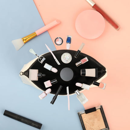 Cat Makeup Bag: Kitten Cosmetic Travel Bag with Zipper - 'Books and Cats' Bag Gift for Cat Lovers