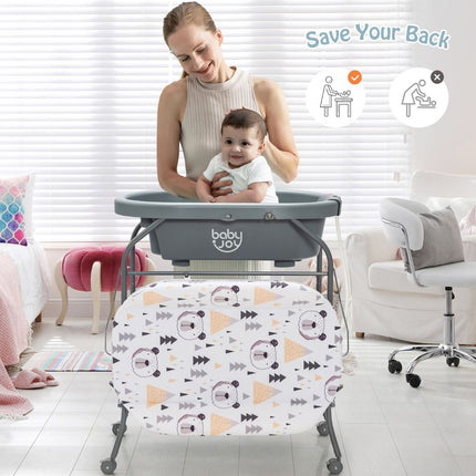 2-In-1 Baby Change Table with Bathtub and Folding Changing Station