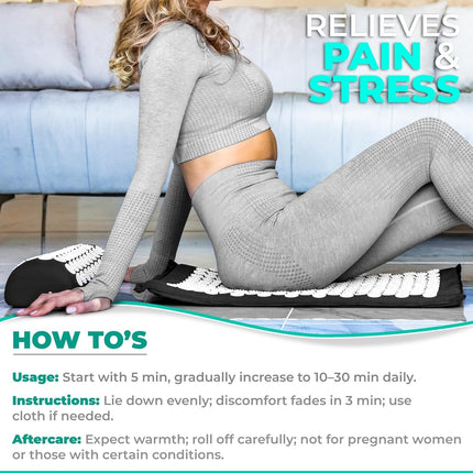 Acupressure Mat with Pillow Acupuncture Pin Massage Set Neck Pain Relief