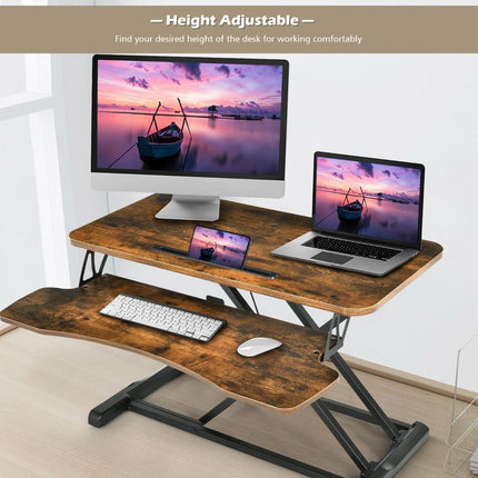 Height-Adjustable Ergonomic Sit-Stand Desk with Metal Frame and Clamping Plates