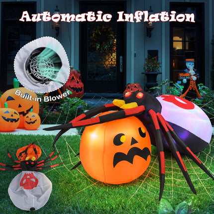 Inflatable Halloween Spider with Colorful Rotating Light