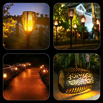 8X Flame Effect Solar Outdoor Lights Stake Garden Path Flickering LED Torch Lamp