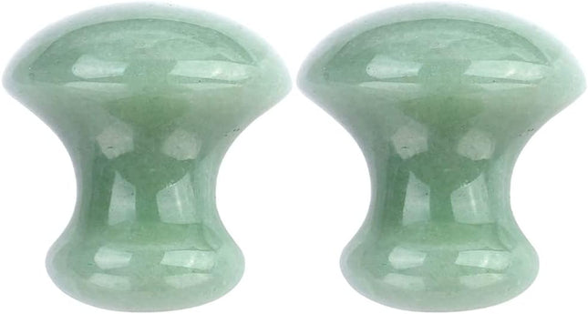 2Pcs Gua Sha Facial Tools, Green Jade Quartz Massage Gua Sha Rollers Stones Scraping Massage Tool for Women Home Spa