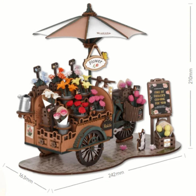 3D Wooden Puzzles Blossom Cart Kit Decor Craft Gifts Model Kits for Adults Women Girls Boys