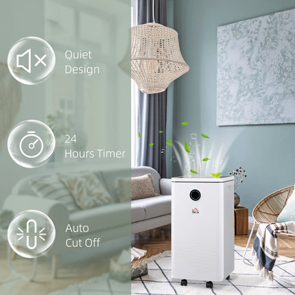 HOMCOM 10L/Day 2.5L Wifi Smart Dehumidifier Portable Quiet Air Dehumidifier