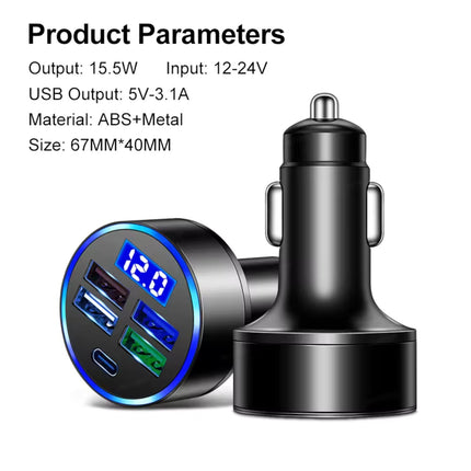 66W 5 Port 3.1A USB Fast Car Charger Cigarette Lighter Socket Power Adapter