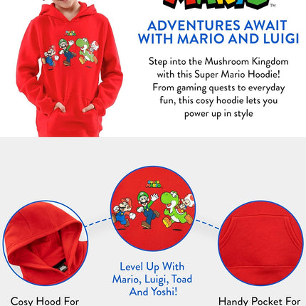 Boys' Mario & Luigi Hoodie | Ages 3 to 13 Years