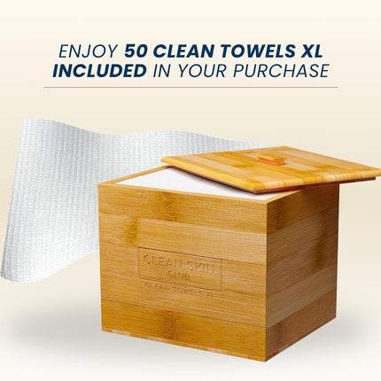 Luxe Bamboo Box & Towels XL, Face Towel, Disposable Makeup Remover Dry Wipes, Facial Wash (Cover)