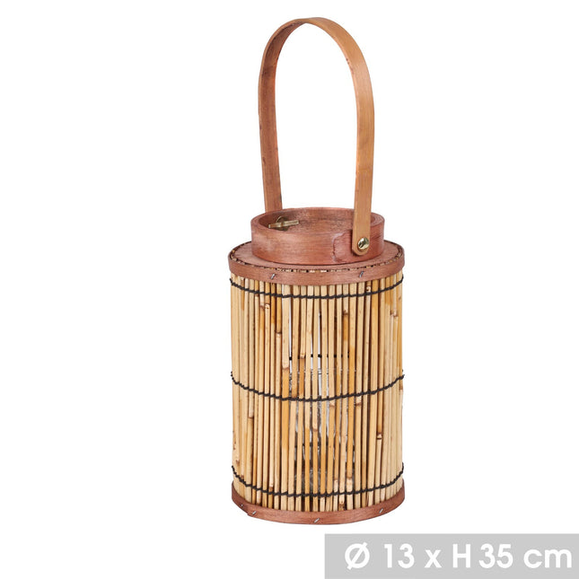 Bamboo Hanging Lantern Handle with Glass Candle Tea Light Holder Wedding Decor
