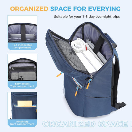 Ponhog Casual Daypacks for Women, Blue, L, Casual Daypacks