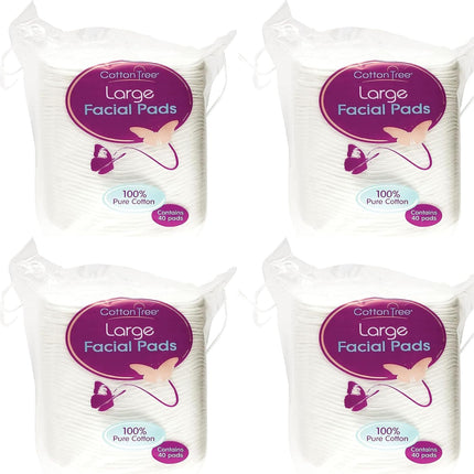 Bundle  Large Oval Cotton Wool Pads 40 per Pack (4 Pack) White