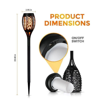 8X Flame Effect Solar Outdoor Lights Stake Garden Path Flickering LED Torch Lamp