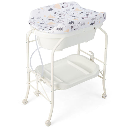 2-In-1 Baby Change Table with Bathtub and Folding Changing Station