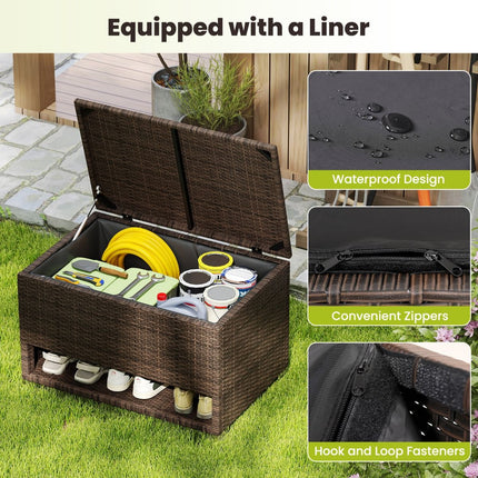 PE Rattan Storage Bin with Waterproof Liner and Shoe Rack